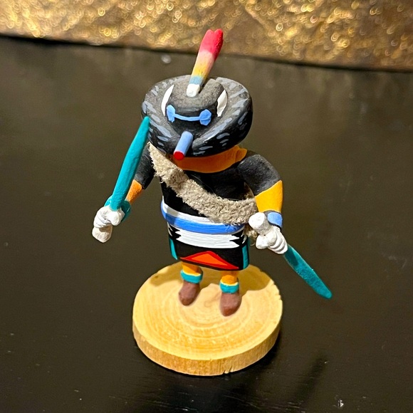 🖤Vintage Authentic Black Warrior Kachina Doll Miniature Native First People🖤 - Picture 3 of 8